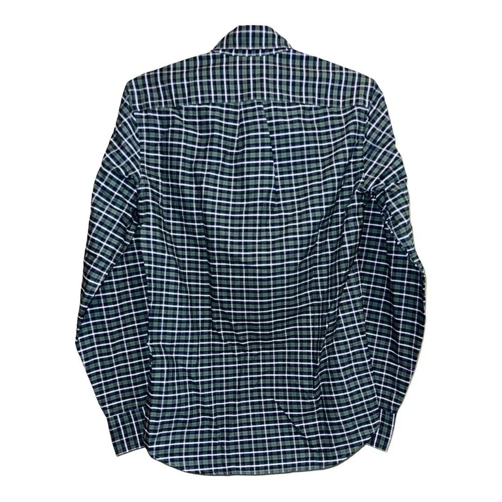 J.Crew Slim Flex Oxford Mens Plaid Button-Down‎ Shirt Size XS Green Navy